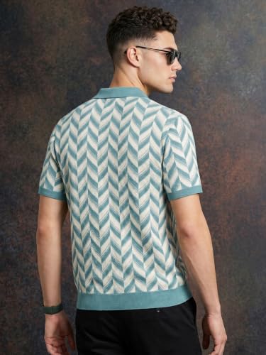 Image of Veirdo Men's Flatknit Printed Half Sleeve Polo T-Shirt with Collared Neck, Regular Fit, Casual Style for Office, Travel, (Sizes S to 2XL)