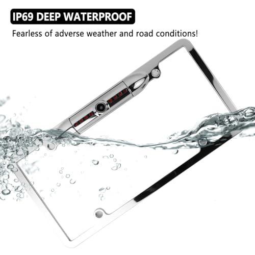 Image of License Plate Backup Camera,HD Night Vision Reverse Camera with 8 LED,170Wide Angle IP67 Waterproof Car Rear View Camera Fits Car Truck SUV RV with US License Plates (Silver)