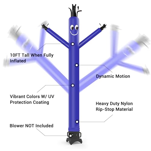 Image of MOUNTO 10ft Inflatable Dancers Tube Man Attachment - 10 Feet 12inch Tall Wacky Waving Inflatable Dancing Tube Guy, High Durability Rip-Stop Nylon (Blower Not Included) (Blue)