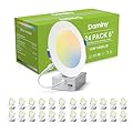 DAMINY 24 Pack 6 Inch LED Recessed Lighting with Junction Box,5CCT,Ultra-Thin Recessed Light,12W 1080lm, Dimmable Canless Wafer Ceiling Light, High Brightness - ETL