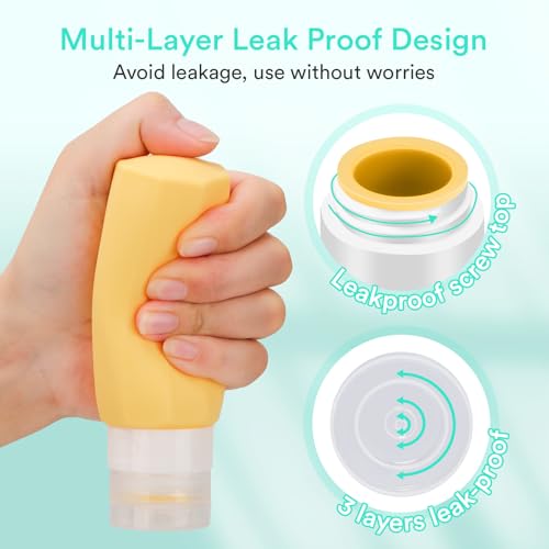 Flacon Voyage Avion 100Ml : Alyvisun 5 Pièces Flacon Voyage en Silicone, Anti-Fuite Contenant V... – Image 3