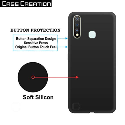 Image of Case Creation for VivoU3 2019 Back case, Vivo U3 Slim Flexible Smart Look case with 360 Camera All Angle Protection (Pure Black)