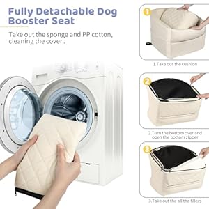   Dog-Car-Seat-for-SmallMedium-Dogs-Upgrade-Dog-Booster-SeatDetachable-and-Washable-Pet-Car-Seats-with-Thick-Cushion-Safety-Leash-and-Storage-Pockets-Beige
