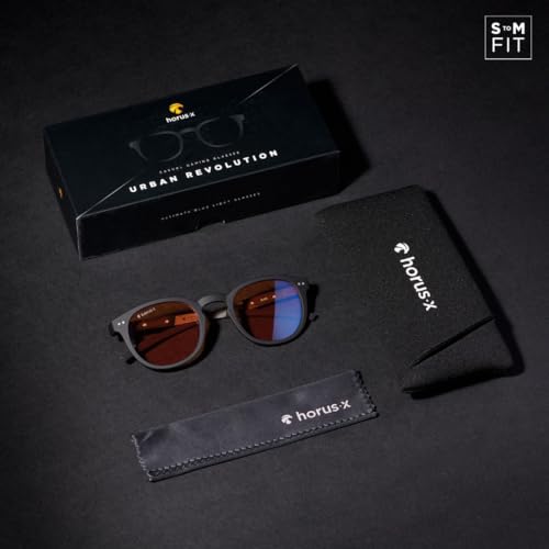Image of Horus X • Round Blue Light Glasses Men and Women | Computer Glasses for Screens Anti-Fatigue & Eyestrain Relief | Revo Amber