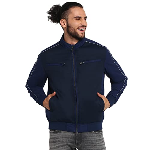 Blue Solid Regular Fit Jacket
