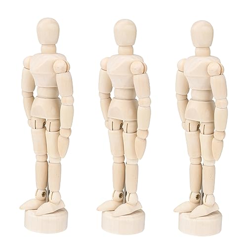 PHENOFICE 4.5inches Wooden Puppet Man Model Jointed Manikins for Artists Sculptors Painters Lightweight and Portable