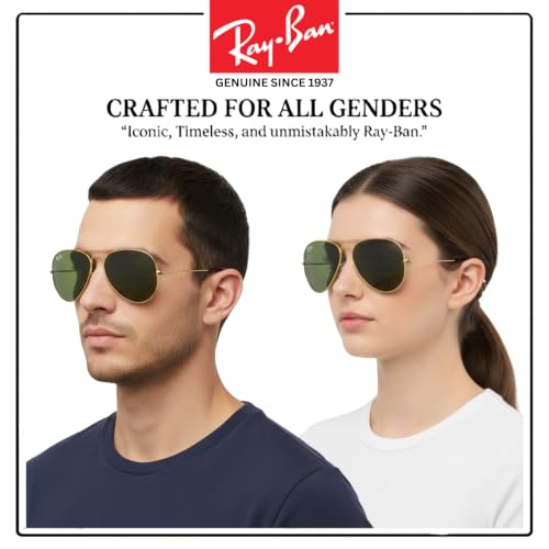 Image of Ray-Ban RB3025 AVIATOR CLASSIC Pilot Shaped Sunglasses for Men & Women with Official RAYBAN Eyewear Kit