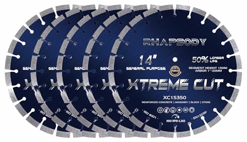 Image of RHAPSODY 14 Inch Diamond Concrete Saw Blade 5Pcs Segmented General Purpose