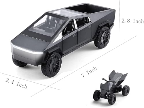 Image of 1:32 Tesla CyberTruck - Black Alloy Diecast Pullback Metal Car Toy with Sound Light & Opening Doors - Great Gift Toy for Kids