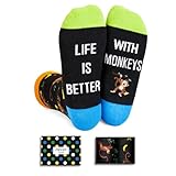 Zmart Funny Monkey Socks for Men Women - Monkey Lover Gifts, Novelty Crazy Silly Socks, Cute Stocking Stuffers