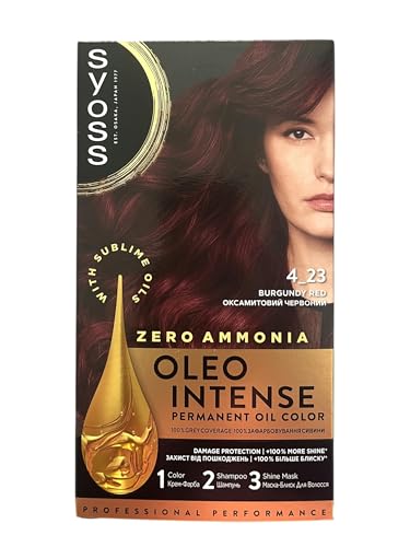 Coloration Syoss oleo 4-23 Rouge Bourgogne reflets intenses formule soin aux huiles lot de 3