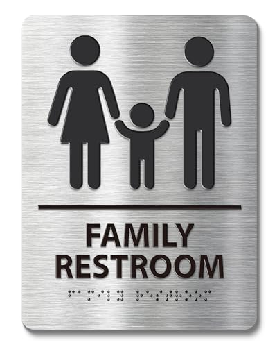 Panneau de toilettes familiales pour aéroports et restaurants, signalisation braille facile