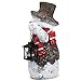 Mark Feldstein & Associates Woodsy Snowman with Lantern LED Light Up 17 Inch Resin Stone Door Greeter Figurine