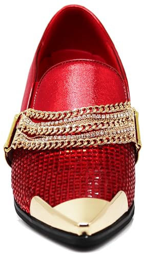 Image of Enzo Romeo Crisino Men Rhinestone Chrome Toe Suede Pointy Buckle Dress Loafer Slip On Shoes