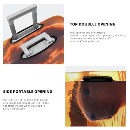Capybara River Sunset Elastic Travel Luggage Cover, Washable Spandex Suitcase Protector, Anti-Scratch Fits 18-32 Inch 5