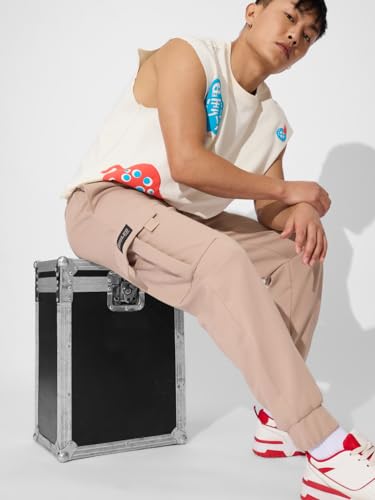Image of The Souled Store Solids: Men and Boys Drawstringed Cotton Blend Slim Fit Cargo Everday Wear Casual Sporty Joggers