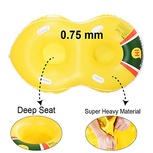 HIWENA Super Heavy Duty Snow Tube, Double Inflatable Snow Sled for Kids and Adults, Thicken 0.75mm Thick Material Winter Sport Tube(78 in) - Thumbnail 2