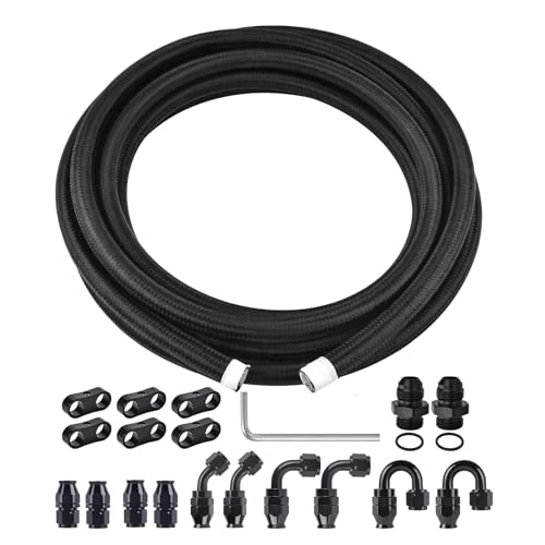 EVIL ENERGY 8AN PTFE Fuel Line Kit AN8 E85 Nylon Braided Fuel Hose kit 20FT Black