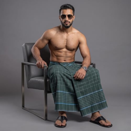 Image of Men's Cotton Lungi | Soft Breathable Wrap Around Lungi | Comfortable Daily & Home Wear for Men