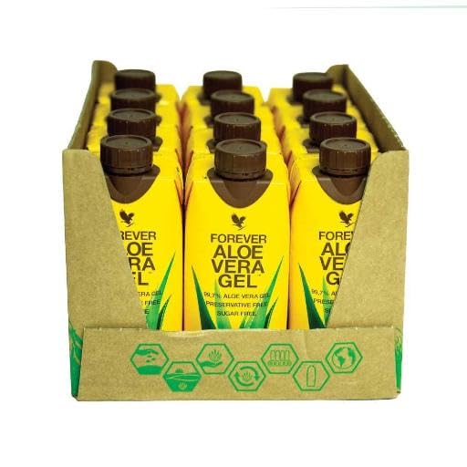 Forever Living - Aloe Vera Gel - (12 x 330 ml) | 99,7 % reines Aloe-Vera-Gel aus dem Blattinneren, Rezeptur ohne Konservierungsstoffe, für die tägliche Nahrungsergänzung