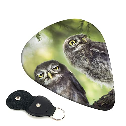 ギターピック 6枚セット 0.46mm 0.71mm 0.96mm エレキギター ベース用ピック ウクレレ ギター ABS素材 エレクトリック アコースティック 弦楽器 初心者 トライアングル ピック( 2羽 フクロウ 木 )