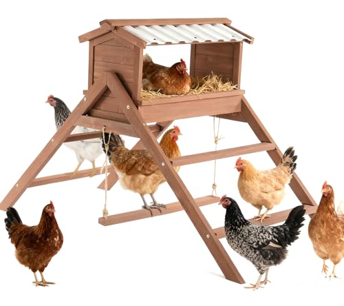 EOWOAN Chicken Perch & Nesting Box with All-Weather Roof