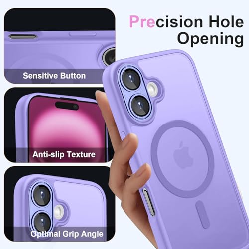 Image of VONZEE Magnetic Case Compatible with iPhone 17, MagSafe Compatible Translucent Matte Shockproof Protective Phone Cover, Full Camera Protection, Slim Anti-Scratch Back Case for Men & Women, Purple