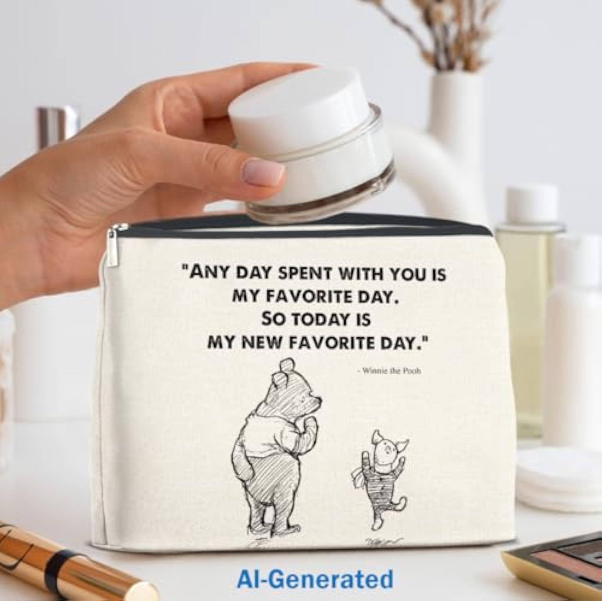 Pooh Bear Makeup Bag Cosmetic Bag, Classic Design