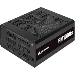 CORSAIR RM1000x Fuente de alimentación ATX totalmente modular – 80 Plus Gold – Ventilador de bajo ruido – Cero RPM – Negro (renovado)