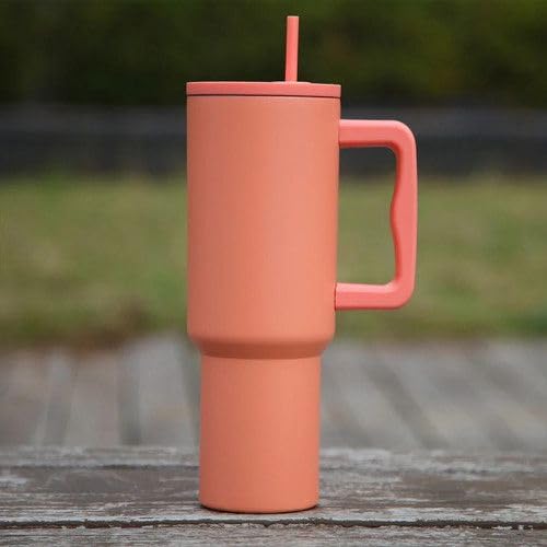 Image of Stainless Steel 1200 ml Vacuum Tumbler with Lid & Straw - Double‑Wall Insulated Cup for Travel, Gym & Office - Keeps Beverages Hot or Cold - 1.2 L Capacity (Orange)