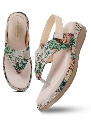 Image of SilverArrow womens Aloura Fashion Sandals|Floral Printed Platform Sandals|Casual Wear