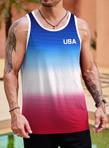 Image of VOGSTART Mens Hawaiian Beach Tank Tops Summer Vacation Muscle Top Graphic Sleeveless Shirts (S-3XL)