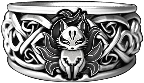 Ecooon Vintage Anime nine tail fox chunky Kurama ring for women a...