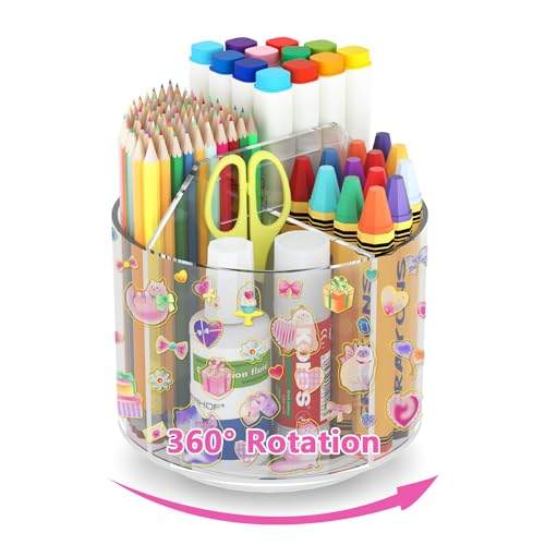 Acrylic Pencil Organizer for Desk Crayon Organizer with Adhesive Sticker