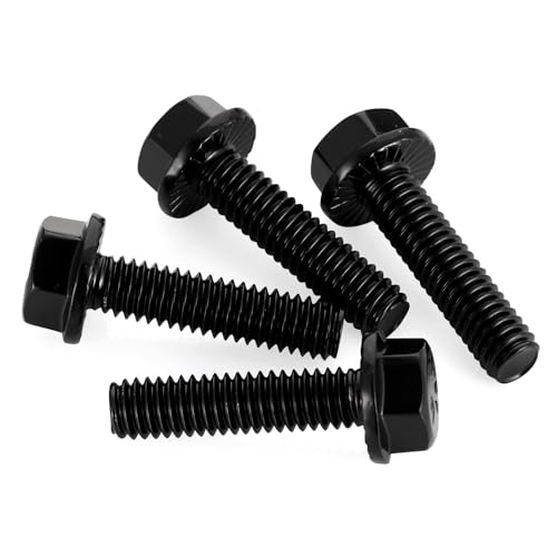 Image of Mellewell 5 /16-18 x 1-3 /4 inch Flanged Hex Head Bolts Flange Hexagon Screws, Stainless Steel A2 Black Finish, DIN 6921, 10 PCS
