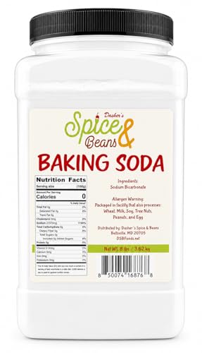 Baking Soda | Pure Sodium Bicarbonate Powder for Baking, Cleaning, Deodorizing & Household Use | By Dasher’s Spice & Beans | 8 lb Bulk Container