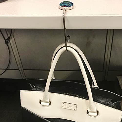 ROFLYER Purse Hook Hanger for Table Bar Long Handbag Hanger Bag Hanger with Velvet Pouch (Flowers Sea)