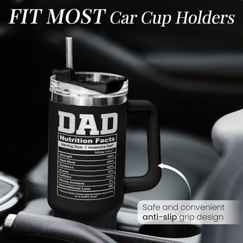Image of SANDJEST Best Dad Ever Tumbler 40oz Stainless Steel Insulated with Lid & Straw, Dads Gifts for Christmas Birthday Valentine Fathers Day, Father Coffee Cup Gift for Dad Daddy Father from Daughter Son