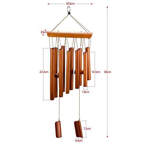 Image of Wind Chimes, Handmade Bamboo Wind Chimes, Classic Style, Wood Wind Chime, Large Deep Tone Wind Bells, with Natural Relaxing Soothing Sound, Indoor Outdoor Wooden, for Garden and Home Decoration