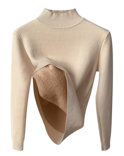 Minetom Pull Col Roulé Femme Pullover Polaire Thermique Hauts B Kaki M