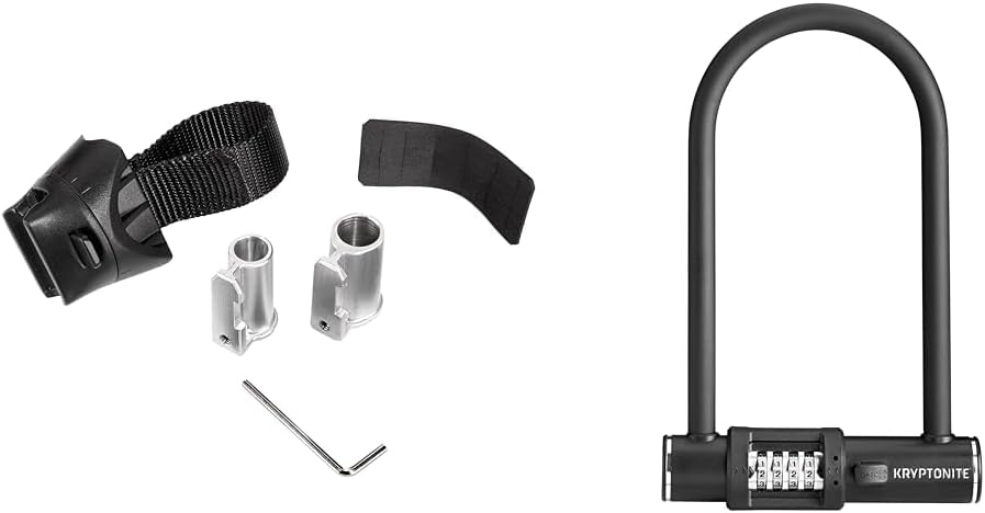 Kryptonite Bike Lock Bundle - Transit FlexFrame U Bracket Mount for 13-16mm U Locks & Standard 4-Digit Resettable Combo 12mm U Lock