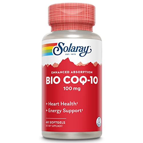 SOLARAY Bio CoQ-10 100 mg | Enhanced Absorption | Vitamins A & E | Healthy Heart & Cellular Energy Support (60 CT)