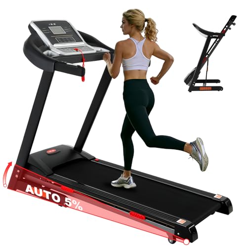 ISE Laufband für Zuhause Klappbar bis 16 km/h, Elektrische Steigung Treadmill for Home mit LCD-Monitor & 12 Programmen, 120kg Belastbarkeit, Profi Laufband klappbar für Jogging & Lauf