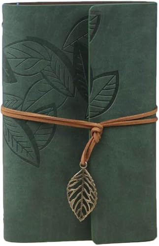 Bloc-notes antique en cuir vert foncé pour vos notes de voyage