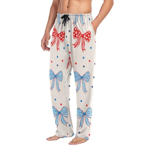 Men's Pajama Pants Colorful Bows American Stars Sleep Pajama Lounge Pant with Pockets, Elastic Waistband4