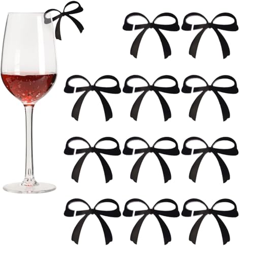 Decoración de lazo negro para bodas y despedidas: 50 lazos acrílicos para copas