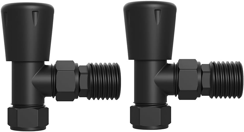 Warmehaus Angled Towel Radiator Valves Round 15mm for Towel Rail Radiator Black โ image 1