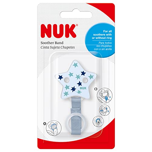 NUK Schnullerband mit Clip | für alle Schnuller | stabil und bruchsicher |...