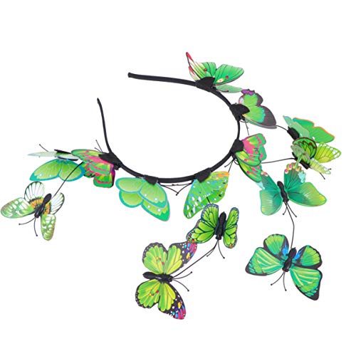 Lurrose Butterfly Fascinator Headband Halloween Fairy Crown Hairhoop Tea Party Hats for Women Girls Kids, Green, 28 x 26 5 cm