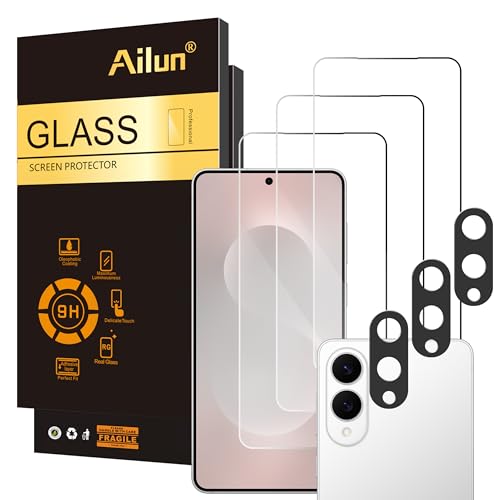 Ailun Glass Screen Protector for Galaxy S25 Edge [6.7 Inch] 3 Pack + 3 Pack Camera Lens Tempered Glass Fingerprint Unlock Compatible 0.25mm Anti-Scratch Case Friendly Clear - HD